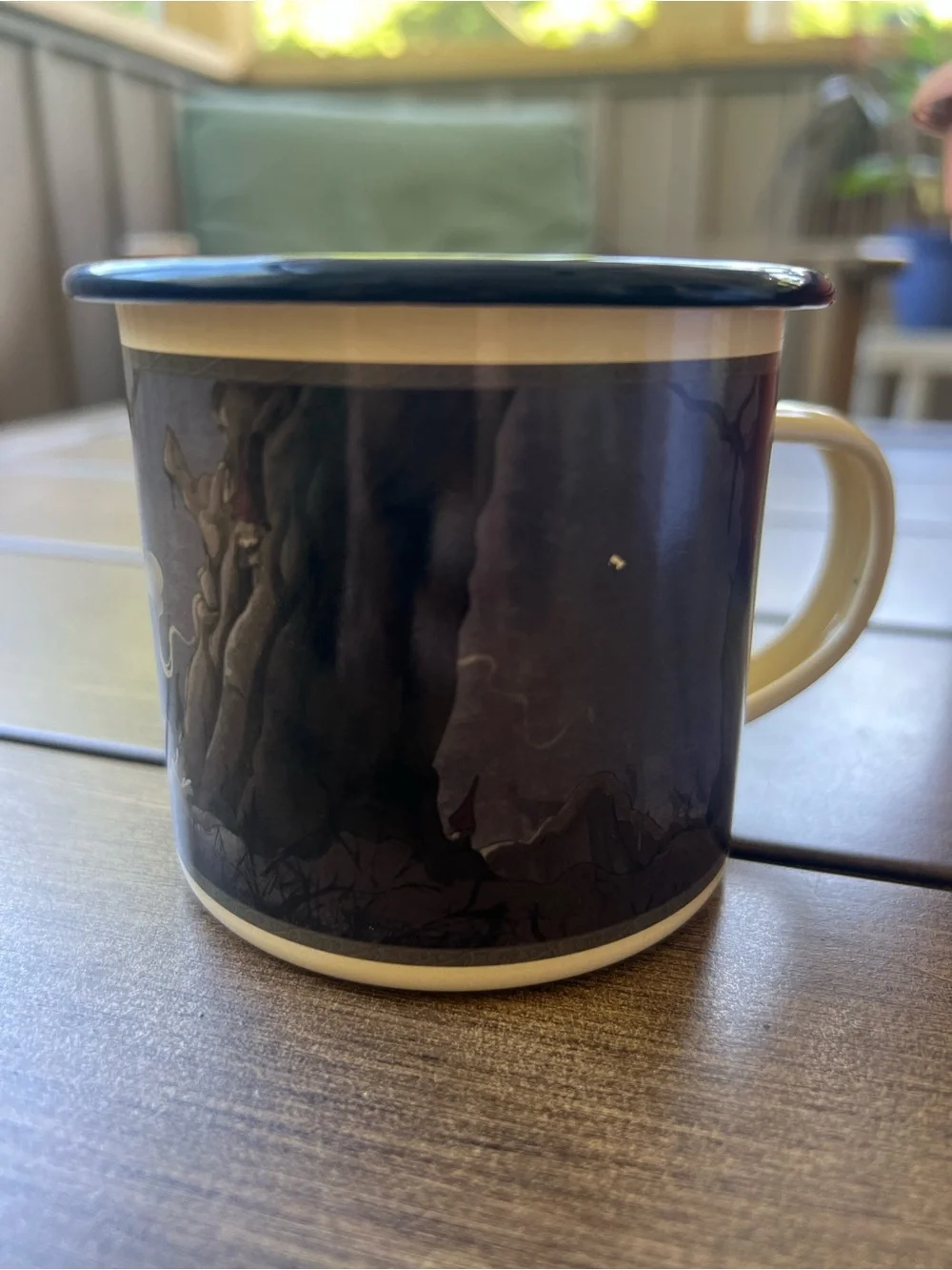 White Stag Winter Camping Enamel Mug 10 oz Cabin Christmas